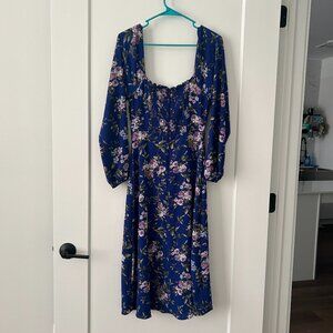 Forever 21 3/4 Sleeve Midi Floral Dress